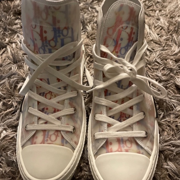 Dior B23 Mens High Top Multicolored Monogram Sneakers Kicks Shoes - Picture 4 of 13